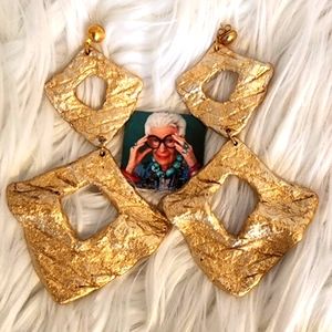 RaRa Avis NEW pair Recycled Papier Mache Drop Earrings Gold/Pierced - NIB